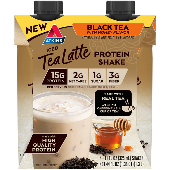 Atkins Iced Protein Shake - Black Tea Honey Latte - 4 Pk