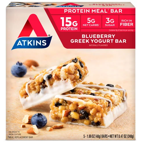 *(Best Before 15 Mar, 24) Atkins - Meal Bars - Blueberry Greek Yogurt - 5 Bars