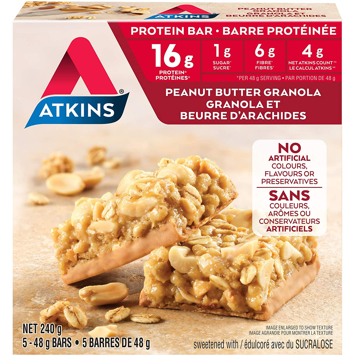 Atkins - Barres repas - Granola au beurre de cacahuète - 5 barres