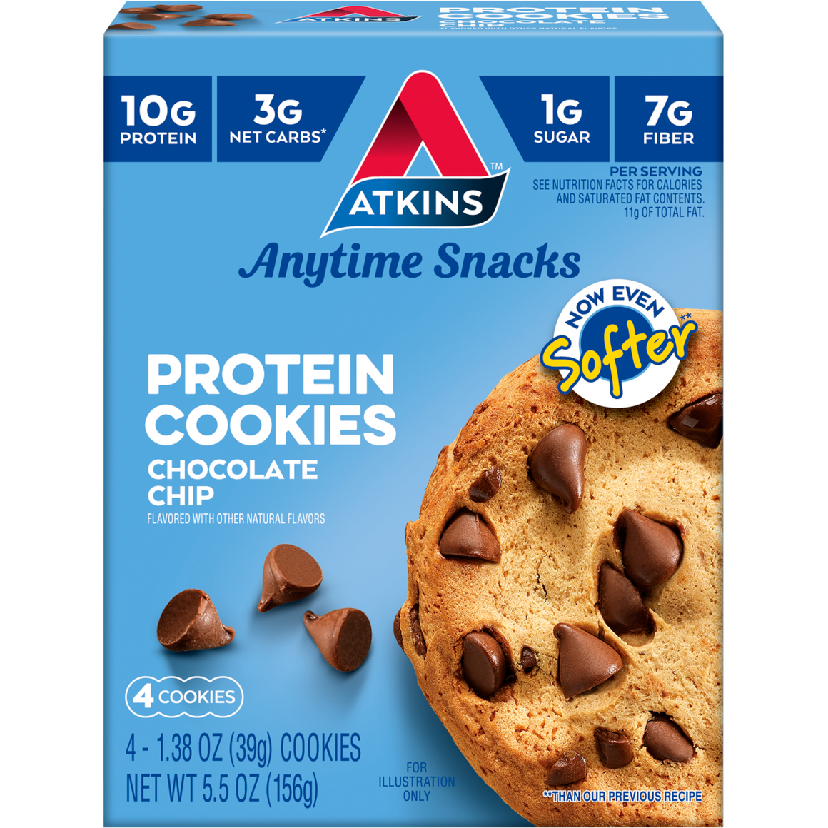 Atkins - Biscuits protéinés - Pépites de chocolat - 4 Biscuits
