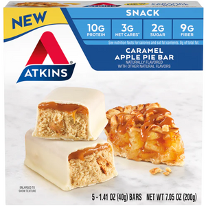 Atkins - Snack Bar - Barre à tarte aux pommes et au caramel - 5 barres 