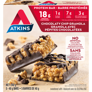 *(Best Before 25 May, 24) Atkins - Meal Bars - Chocolaty Chip Granola - 5 Bars