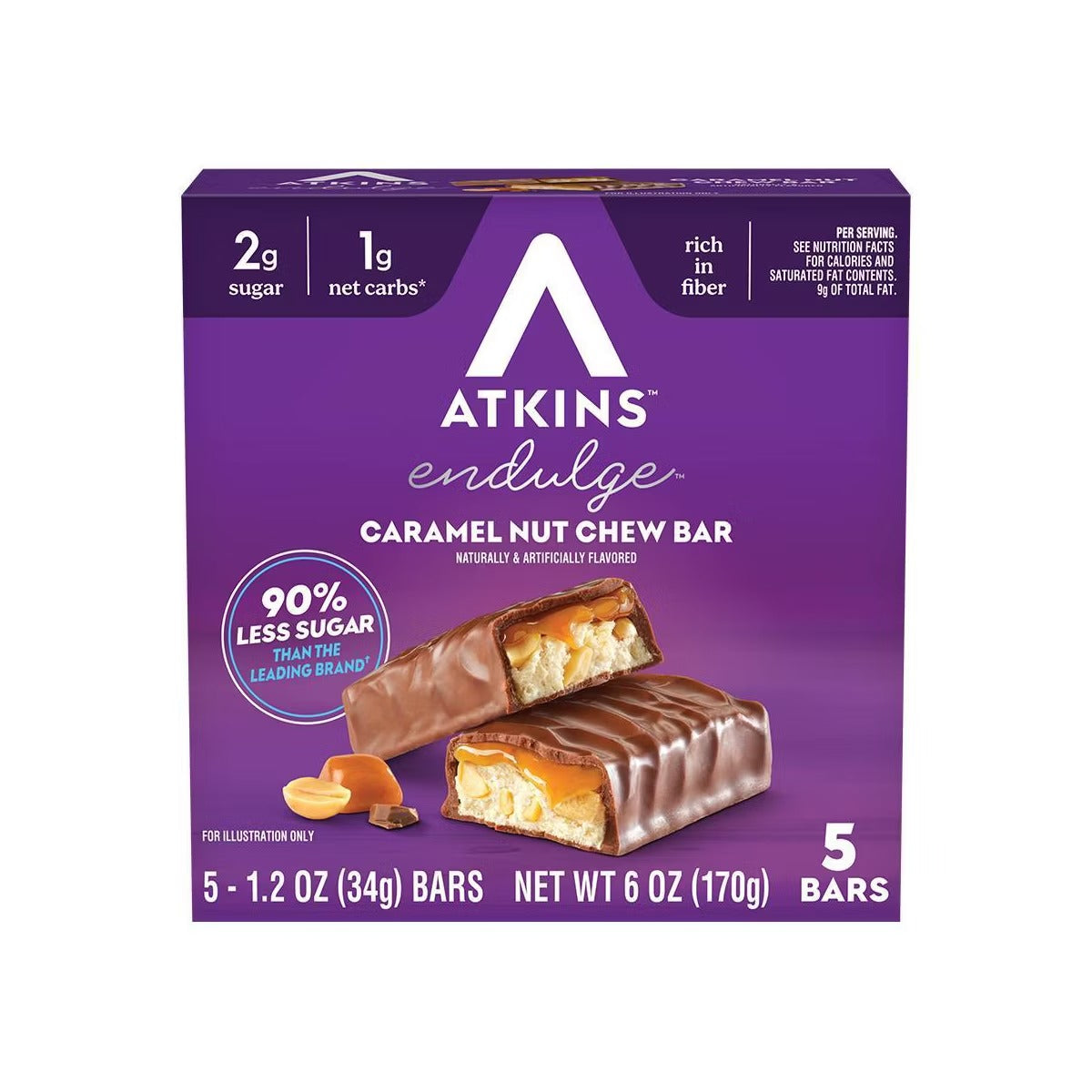 Atkins Endulge Treat - Barre à mâcher aux noix et caramel - 5 barres