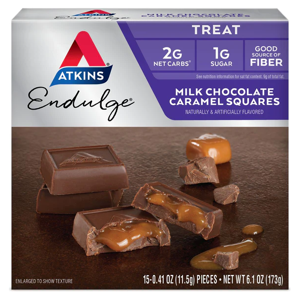 Atkins Endulge - Carrés au chocolat au lait et au caramel - 6.1 oz.