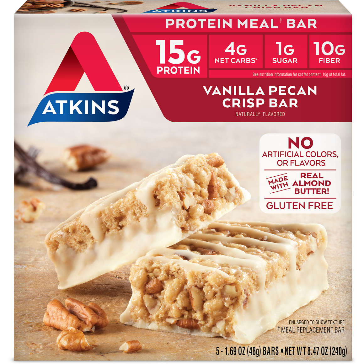 Atkins - Meal Bars - Vanilla Pecan Crisp - 5 Bars