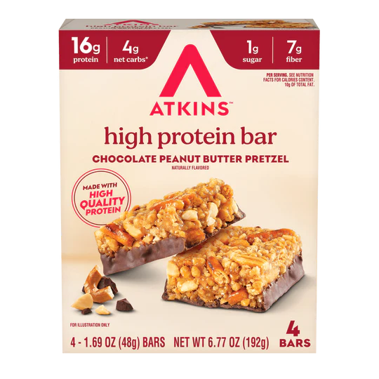 Atkins - High Protein Bars - Chocolate Peanut Butter Pretzel - 4 Bars