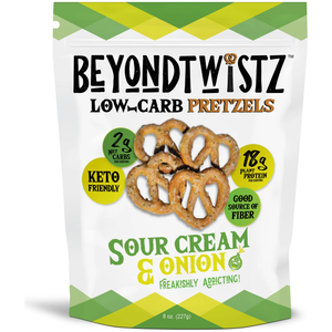 (NOUVEAU) BeyondTwistz - Bretzels à faible teneur en glucides - Crème sure et oignon - Sac de 8 oz