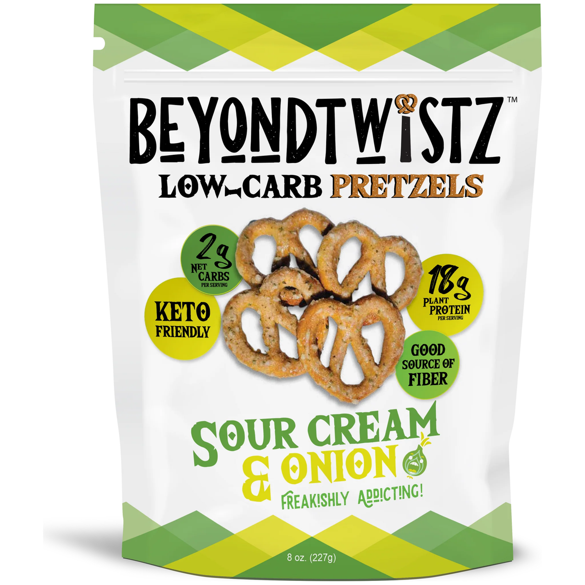 BeyondTwistz - Low Carb Pretzels - Sour Cream & Onion - 8 oz Bag