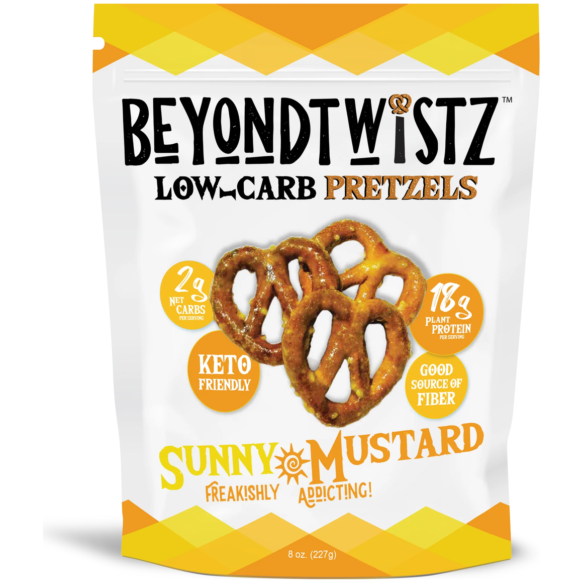 BeyondTwistz - Low Carb Pretzels - Sunny Mustard - 8 oz Bag