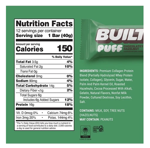 Built Bar - Protein Puff - Chocolatey Hazelnut (Seasonal) - 41g