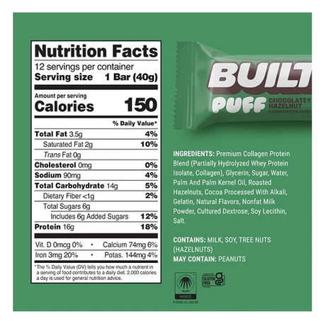 Built Bar - Protein Puff - Chocolatey Hazelnut (Seasonal) - 41g