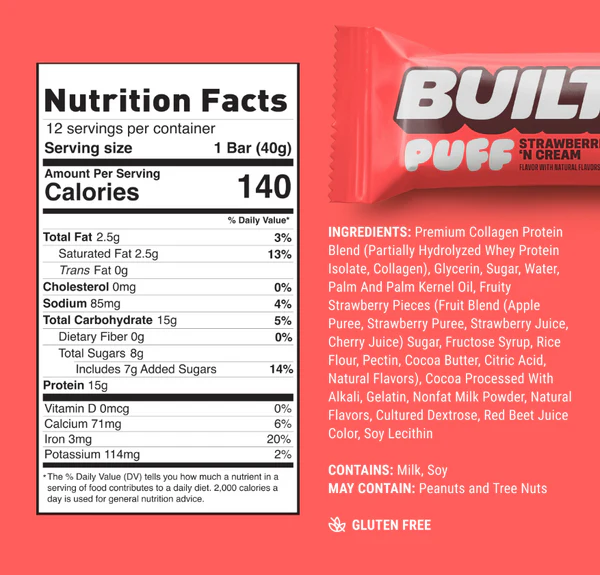 Built Bar - Protein Puff - Strawberries 'N Cream - 41g