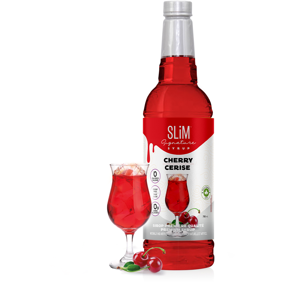 Slim Syrups - Sirop de cerise sans sucre - Bouteille de 750 ml