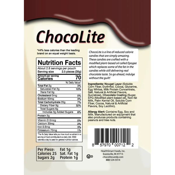 HealthSmart - ChocoLite - Chocolate Nougat (11 Pieces Pouch) - 132g