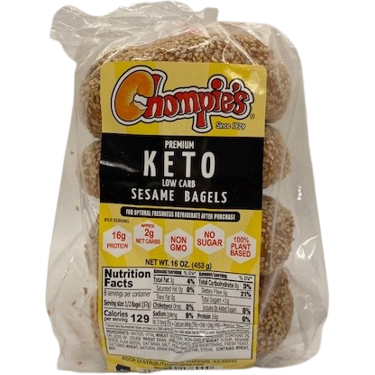 Chompies - Bagels à faible teneur en glucides et à haute teneur en protéines - Sésame - Sac de 16 oz