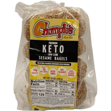 Chompies - Low Carb High Protein Bagels - Sesame - 16 oz bag