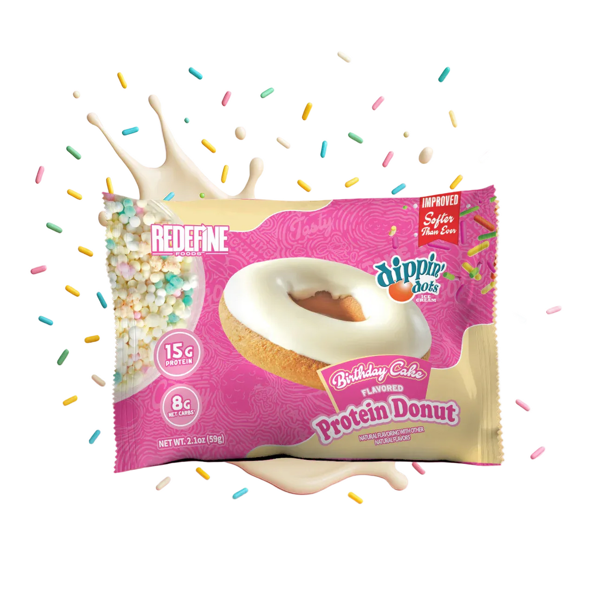 Redefine Foods - Protein Donut  - Birthday Cake Donut - 59g