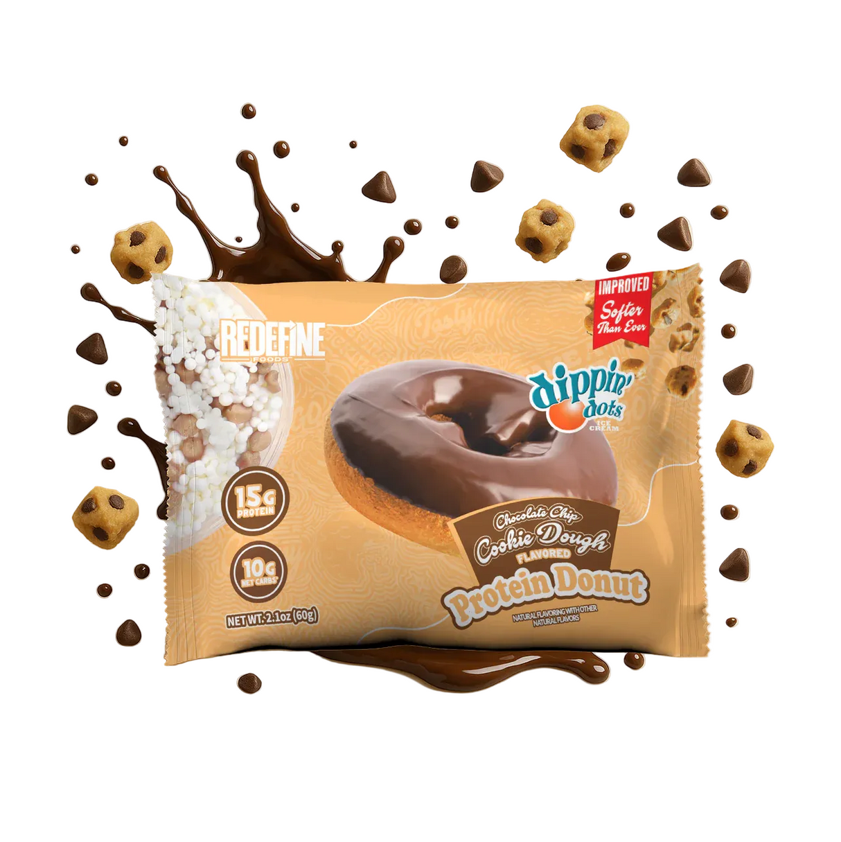 Redefine Foods - Protein Donut  - Chocolate Chip Cookie Dough Donut - 59g