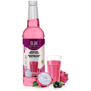 Sirops Slim - Sirop d'açaï au fruit du dragon sans sucre - Bouteille de 750 ml