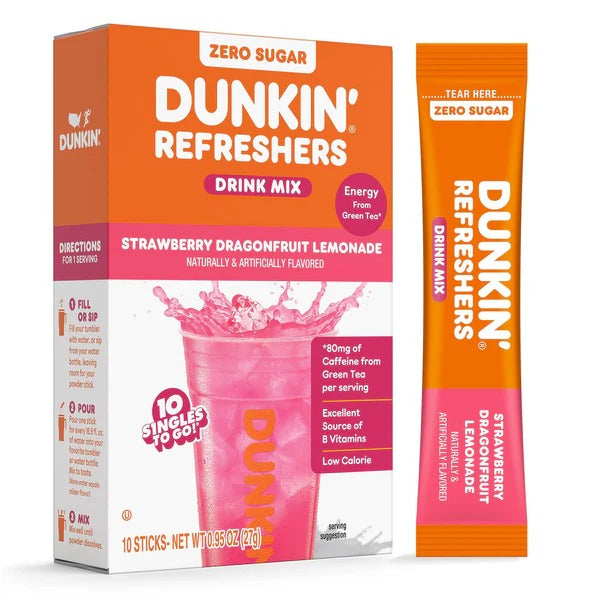 Dunkin' - Refreshers Drink Mix - Strawberry Dragonfruit Lemonade - 10 sticks