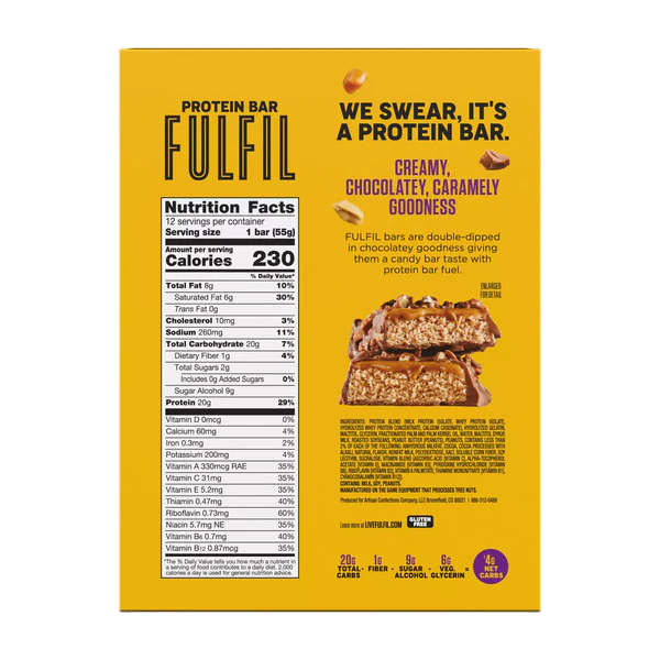 *(Best Before 31, Dec 25) FULFIL Protein Bars - Chocolate Peanut Caramel - 1.94 oz