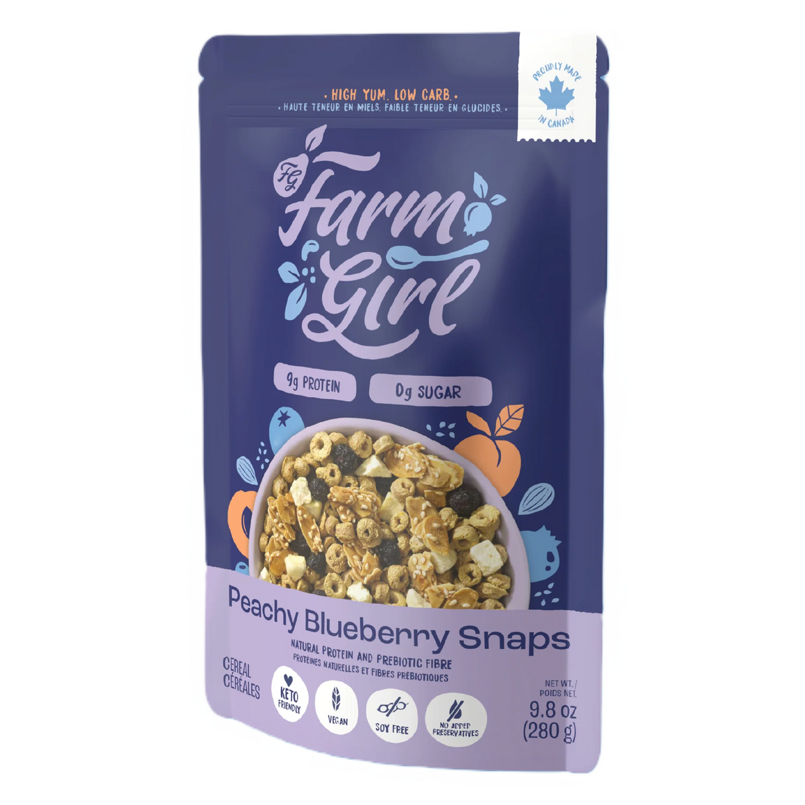 Farm Girl - Keto Cereals - Peachy Blueberry Snaps - 280 g