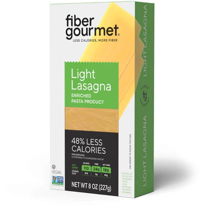 Fiber Gourmet - High Fiber Light Pasta - Lasagna - 8 oz box