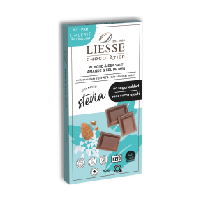 Galerie au Chocolat - Chocolate Bar - No Sugar Added Almond Sea Salt Chocolate - 80g