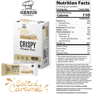 Genius Gourmet - Crispy Protein Treat - Salted Caramel - 1 Bar