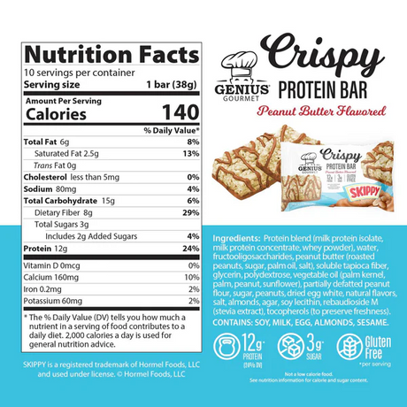 Genius Gourmet - Crispy Protein Bar - Skippy Peanut Butter - 1 Bar