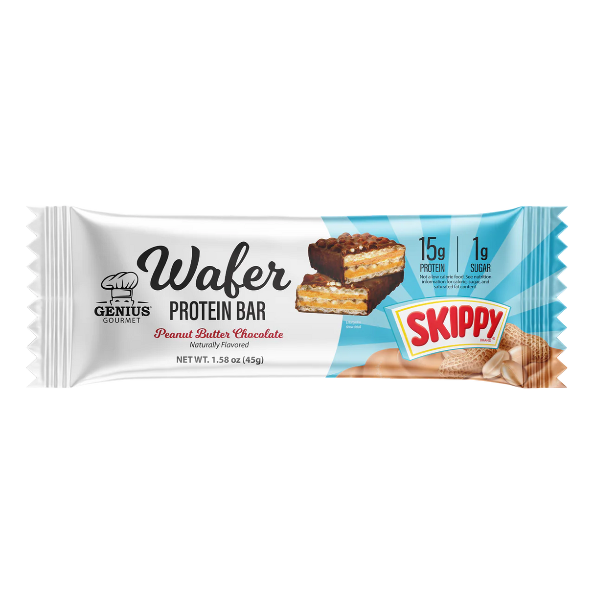 Genius Gourmet - Wafer Protein Bar - Skippy Peanut Butter Chocolate - 1 Bar