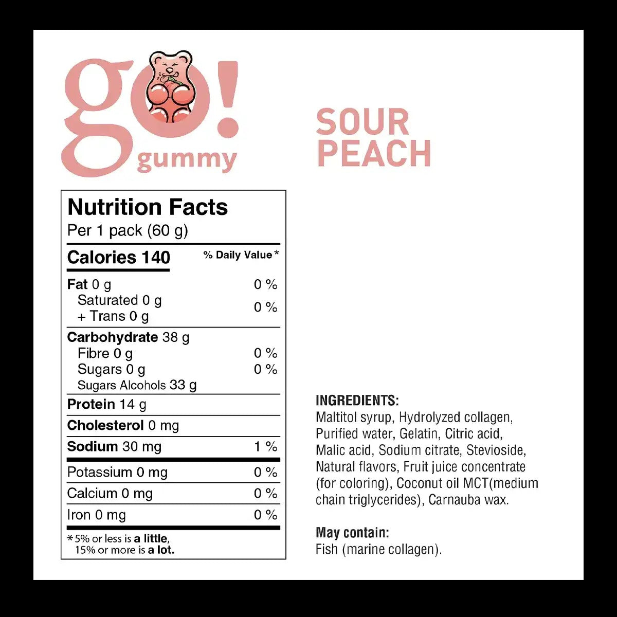 Go Nutrition - Go Gummy Protein -  Sour Peach - 60g