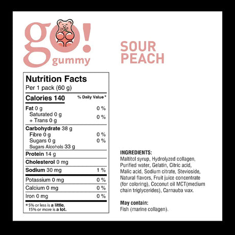 Go Nutrition - Go Gummy Protein -  Sour Peach - 60g