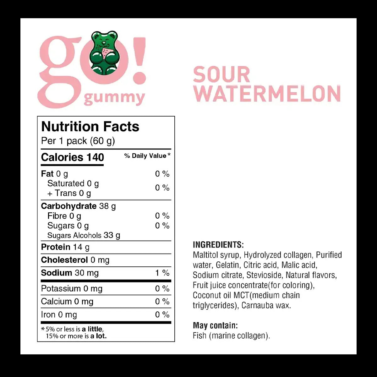 Go Nutrition - Go Gummy Protein -  Sour Watermelon - 60g