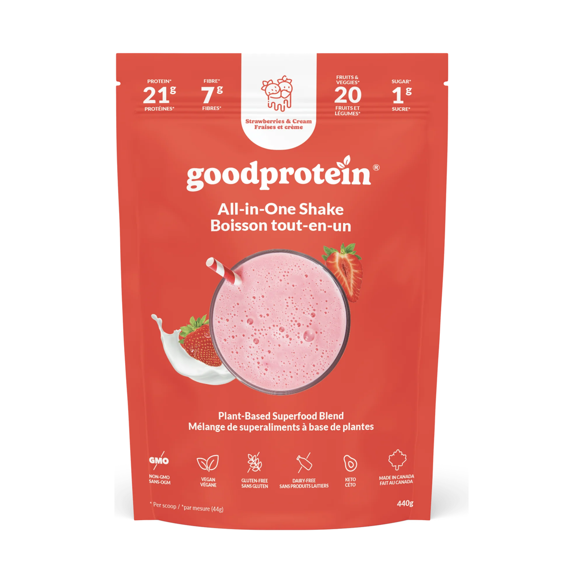 Good Protein - All-in-one-shake - Strawberries & Cream - 440g