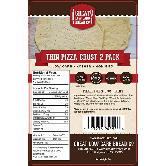 Great Low Carb Bread Company - Croûte à pizza - Paquet de 2