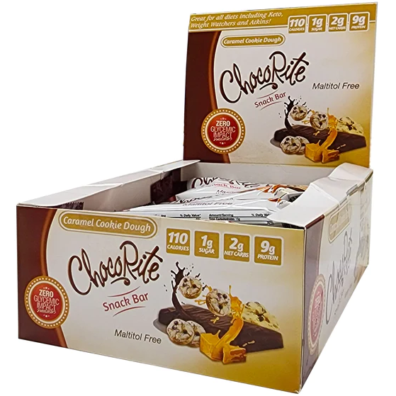 Healthsmart - ChocoRite Coated Snack Bar - Caramel Cookie Dough - 34g ** 16 Bars **