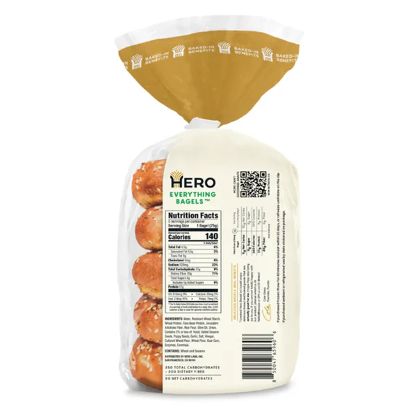 Hero - Low Carb Bagels - Everything - 5 Bagels