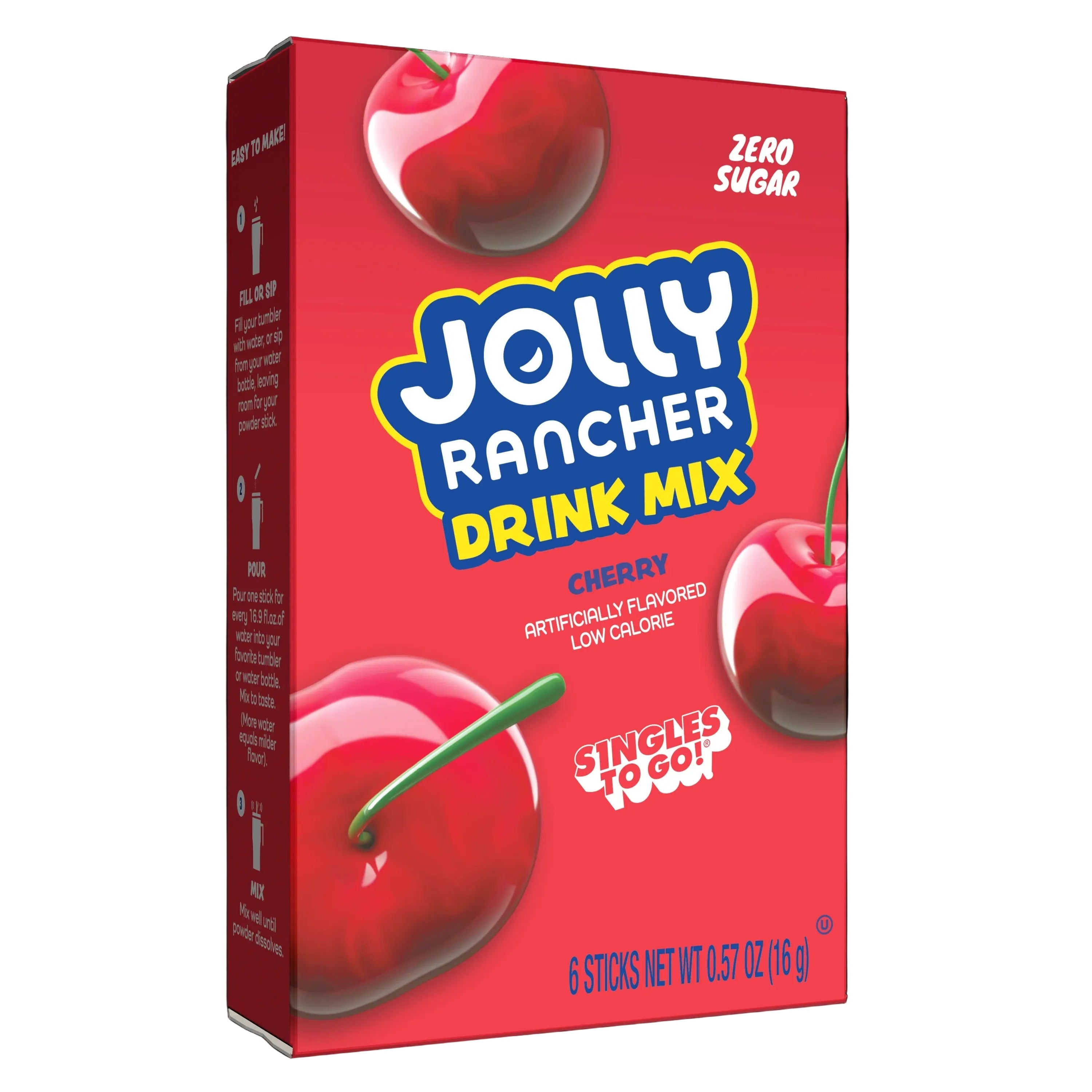 Jolly Rancher Zero Sugar Singles-to-Go - Cherry - 6 sticks – Low