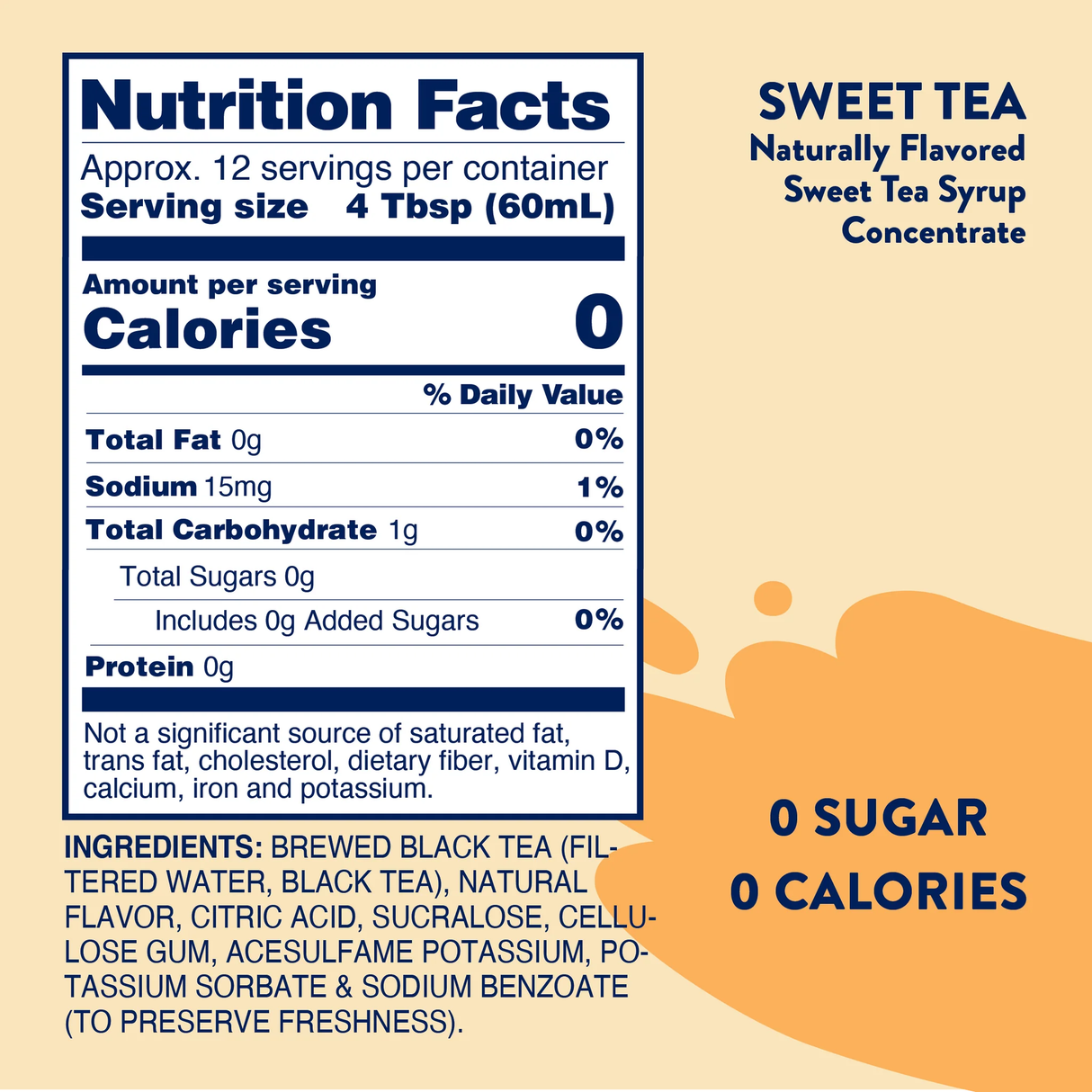 Skinny Mixes - Sugar Free Sweet Tea Syrup Concentrate - 750ml