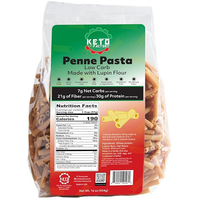 Keto Factory Pasta Penne 16oz Low Carb Canada