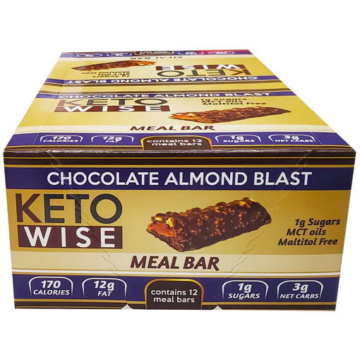 Keto Wise - Barres de remplacement de repas Keto - Explosion de chocolat et d'amandes - 1 barre