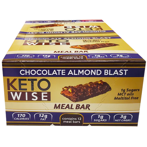 Keto Wise - Barres de remplacement de repas Keto - Explosion de chocolat et d'amandes - 1 barre