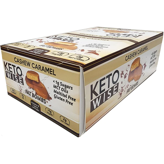 Keto Wise - Keto Fat Bombs - Cashew Caramel **16 Bars**