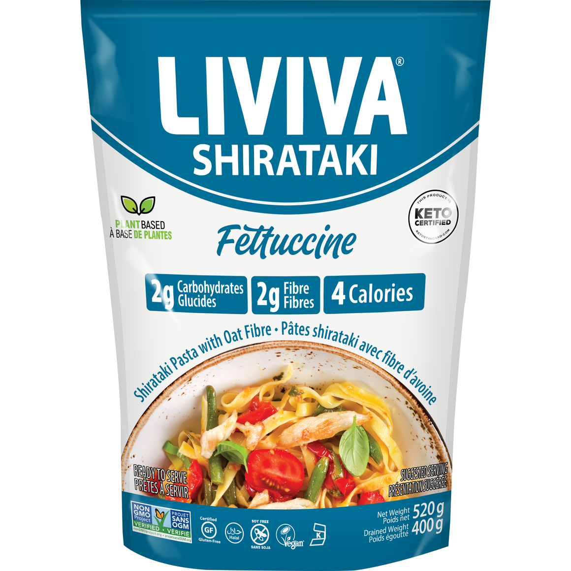 Liviva Fettuccine Shirataki Bio avec Fibres d'Avoine