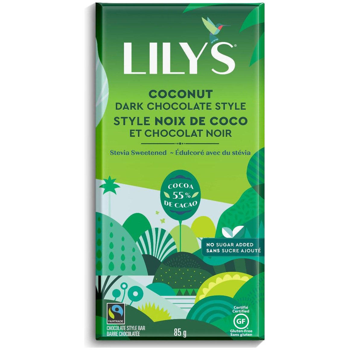 *(à consommer de préférence avant le 26 juillet 23) Lily's - Barre de chocolat noir - Noix de coco 55% cacao - 85 g