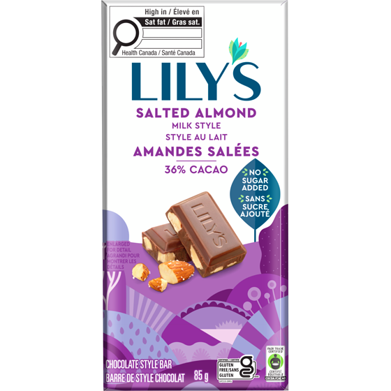 Lily's - Barres de Chocolat au Lait - Amande Salée et Lait 40% - 85 g