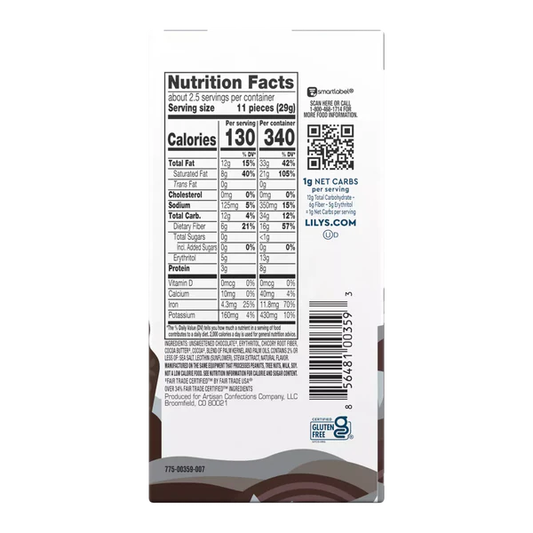 Lily's - Dark Chocolate Bar - Sea Salt Extra Dark 70% - 80 g