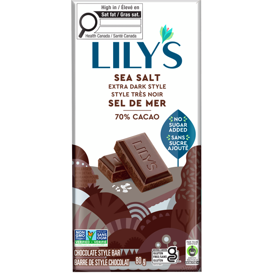 Lily's - Dark Chocolate Bar - Sea Salt Extra Dark 70% - 80 g