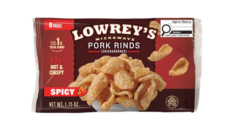 Lowrey's - Bacon Curls Microwave Pork Rinds - Spicy (18 Pouches per box )